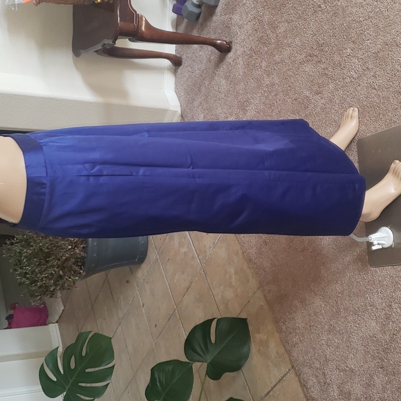 NWT Talbots 6p piercing blue satin maxi party skirt with pockets - Picture 3 of 8